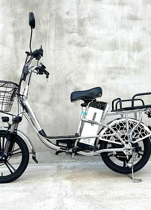 Электро велосипед minako pro 18" 600w 48v 18ah серебро с раскладным сиденьем - багажником