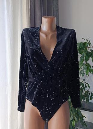 Боди бархатное с звездочками, размер xl, 2xl