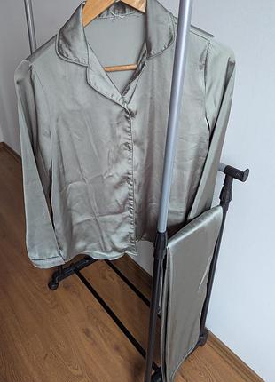 Костюм комплект піжама атлас сорочка штани хс