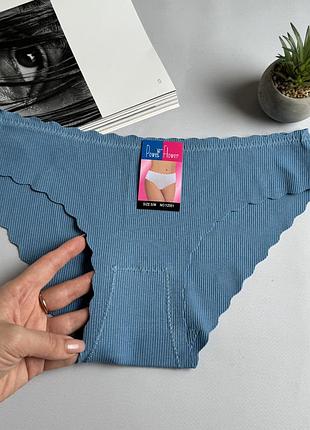 Безшовні котонові трусики сліпи на середню посадку з хвилястими краями🕊