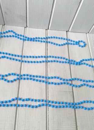 Искусственное ожерелье бусы голубые
