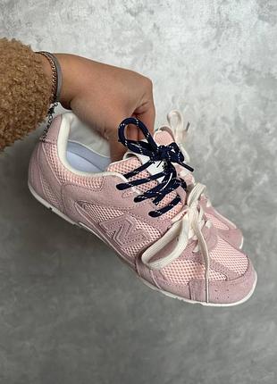 Кроссовки женские new balance x miu-miu 530 
pink blue laces розовые