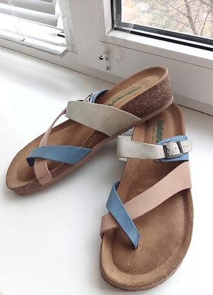 Bio natura italy. birkenstock. кожаные ортопедические сандалии, шлепанцы.  р. 40 - 26 см