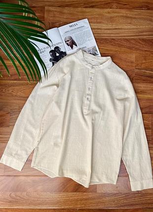 Лляна сорочка рубашка комір стійка льняная