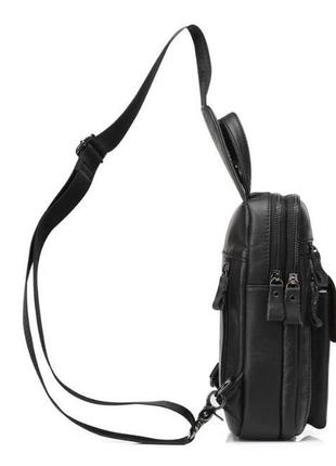 Сумка через плечо мужская рюкзак слинг одна шлейка лямка наутральная кожа3 фото
