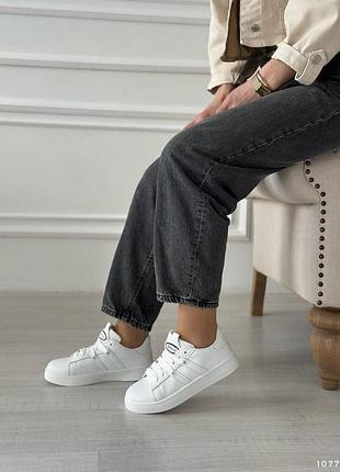 Идеальные кроссовки, женские классические белые, натуральная кожа