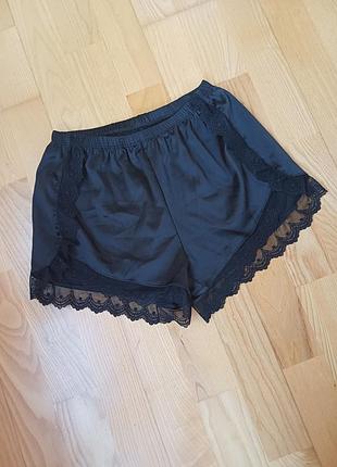 Милые атласные шортики с кружевом домашние шорты ажурные шорты пижама