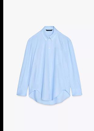 Голубая рубашка zara базовая женская рубашка