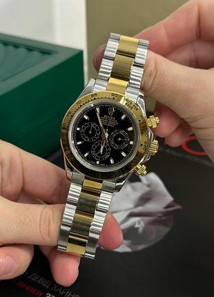 Мужские механические часы ролекс rolex daytona two-tone серебристо-золотые