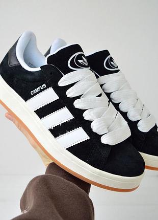 Чоловічі кросівки adidas campus black white чорні