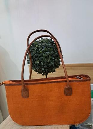 Сумочка шкіра + рогожка