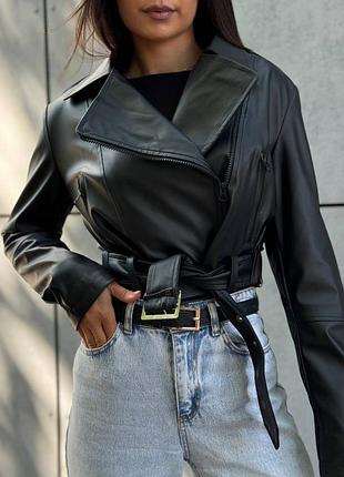 Косуха куртка екошкіра штучна шкіра коротка чорна