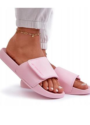 Шлепки сланцы женские 4f розовые на липучке