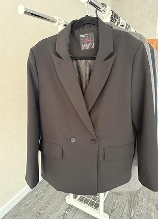 Черный блейзер amisu | двубортный | размер 36 (s-m)