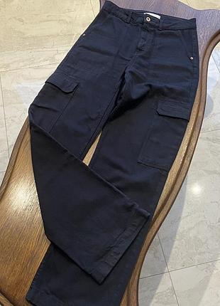 Жіночі штани зара прямі джинси карго zara cargo eur 38 чорні