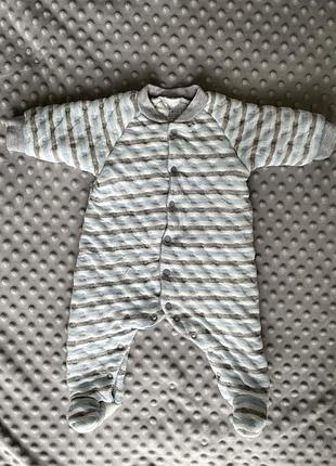 Утеплений чоловічок із закритими ніжками 56 см у смужку