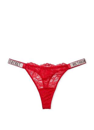 Victorias secret кружевные  трусики стринги со стразами very sexy shine strap thong panty red