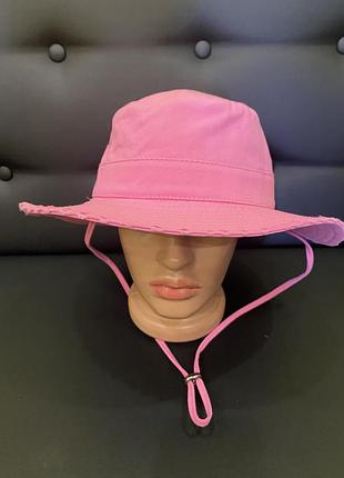 Панама рожева,широке поле,шнурок,утяжка позаду