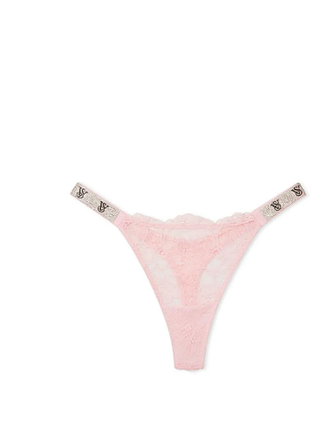 Victorias secret кружевные  трусики стринги со стразами very sexy shine strap thong panty tanga