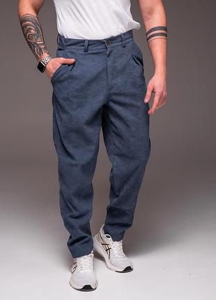 Мужские стильные брюки вельвет синие