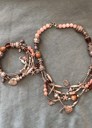 Бесподобный комплект с натуральными камнями винтаж бохо