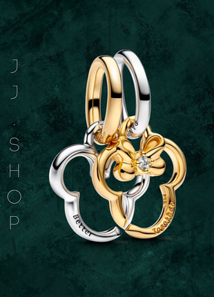 Серебряная бусина шарм "лучшее вместе" раздельная pandora (пандора) 763650c01 с покрытием 14к золотом