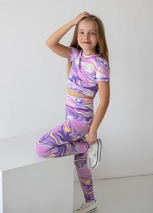 Радужные лосины, стрейчевые леггинсы с высокой талией, лосины с широкой резинкой разноцветные