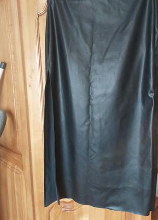 Юбка черная кожа h&m