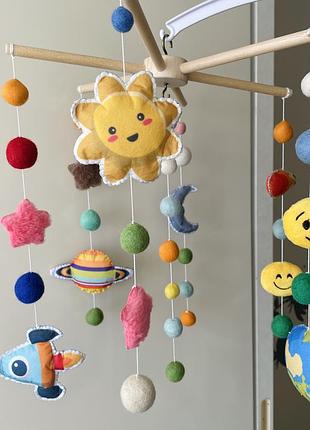 Мобіль з фетру для хлопчика, для дівчинки