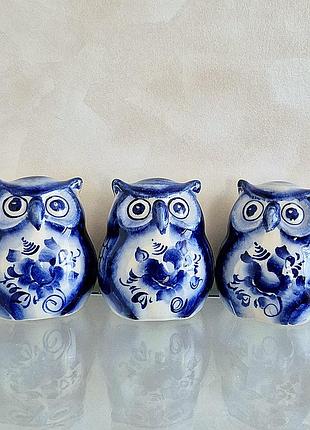 Статуетка гжель сова керамічна