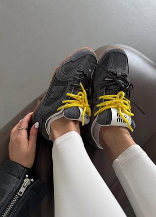 Женские кроссовки new balance 530 x miu miu graphite / yellow premium