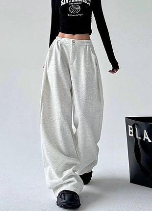Женские прямые спортивные брюки меланж батал3 фото