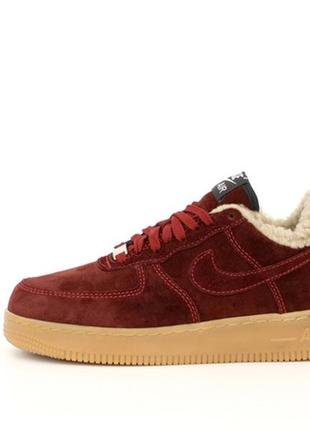 ❄️❄️❄️nike air force 1 low bordo brown❄️❄️❄️женские зимние кроссовки найк с мехом