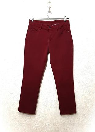 Відмінні джинси жіночі бордові legging злегка звужені донизу довгі стрейч-коттон на всі сезони