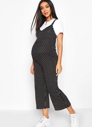 Коричневый комбинезон в горошек для беременных от boohoo
