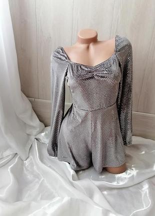 Красиві блискучий комбінезон паєтки костюм плаття можна носити з поясом відкриті плечі велюр стрейч