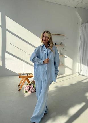 Лляний костюм трійка