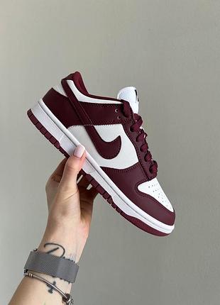 Кросівки nike dunk low team red bordo white