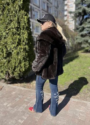 Нова шуба норка з капюшоном manacas