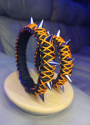 Браслет из паракорда с шипами, мужской и женский, плетеные аксессуары ручной работы