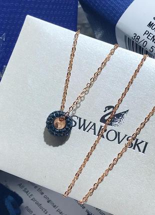 Серебряный кулон на цепочке swarovski stone round, оригинал3 фото