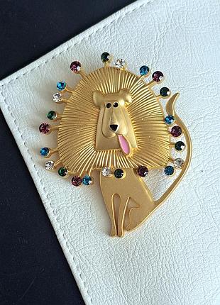 Брошь в стиле bob mackie лев