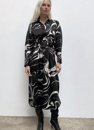 Красивое сатиновое платье миди zara