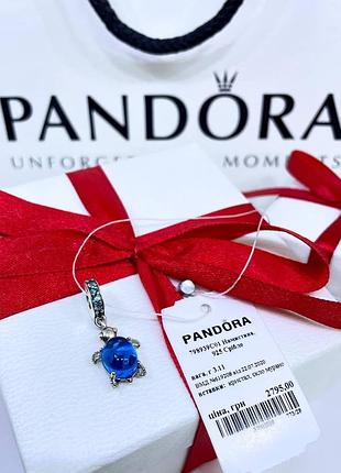 Серебряный шарм подвеска бусина пандора pandora 798939c01 морская черепаха синяя серебро проба s925 ale новое с биркой и пломбой