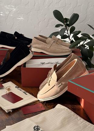 Лофери в стилі loro piana чорні та беж