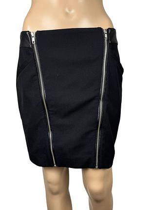 Шерстяная юбка с отделкой из кожи the kooples