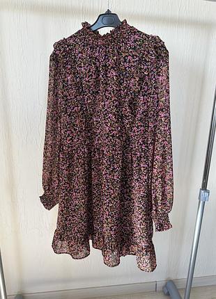 Платье h&m, платье в цветочный принт, платье h&m, платье короткое,