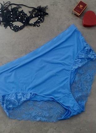 Голубые трусики с кружевом tu