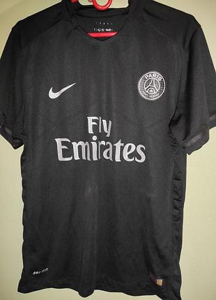 Спорт фирменная футболка nike psg-третий - 15/17 сезон (черный комплект/di maria).м-л