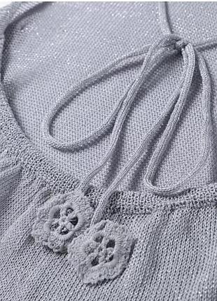 2471 срібляста пляжна в`язана довга сукня з відкритою спиною2 фото